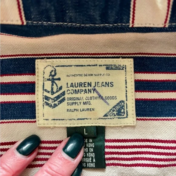 Ralph Lauren Blue and Red Striped Chore Jacket - Large - Picture 2 of 13